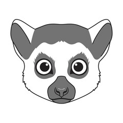 Stylized vector illustration of a lemur's face with a simple, clean design.