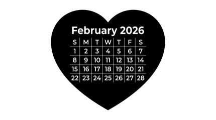 February 2026: A Minimalist Black Heart Calendar