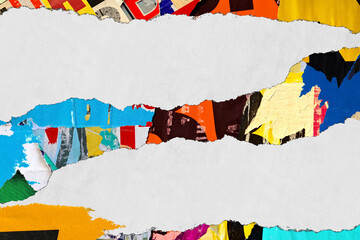 Posters old colorful ripped torn grunge backgrounds creased crumpled paper backdrop surface placard empty space for text, fly poster