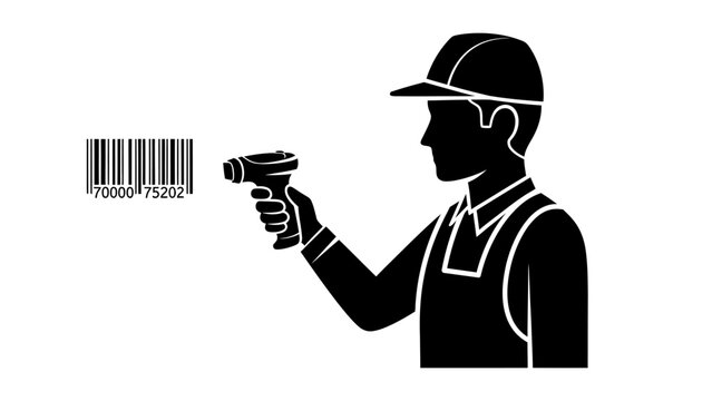 Warehouse worker scanning barcode with handheld scanner. - Powered by Adobe