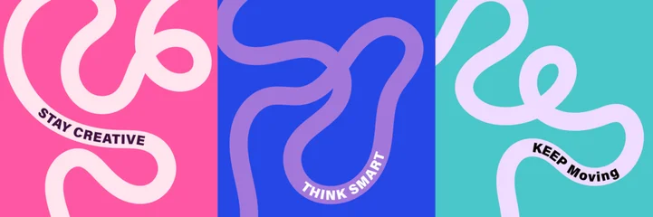 Fotobehang Positive Typography Vibrant abstract poster with flowing shapes in warm colors featuring colorful, fluid wavy lines for a dynamic, modern feel, motivational design typography for creative wall art  © icons gate