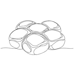 Abstract continuous line art showing organic cell structure, rounded forms. Monoline cell structure illustration, representing biological growth, development.