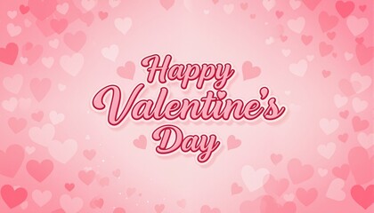 Valentine's day greeting card.  Valentines day background with hearts and typography of happy valentines day text

