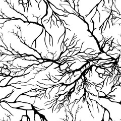 Seamless pattern tree branches. hand drawing. Not AI Vector illustration.