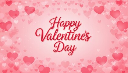 Valentine's day greeting card.  Valentines day background with hearts and typography of happy valentines day text
