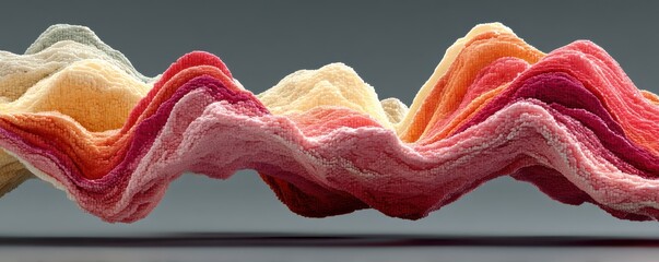 Colorful rainbow wave textures form an abstract fabric-inspired art pattern in motion and light