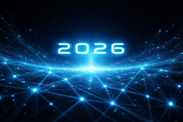 Futuristic 2026 new year digital network connection