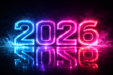 Futuristic glowing 2026 digital technology background