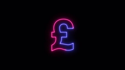Glowing neon pound sign Icon animation, financial symbol, digital currency icon. Neon glowing animation. Business and finance conceptual neon light pound icon 4k stock video. - Powered by Adobe