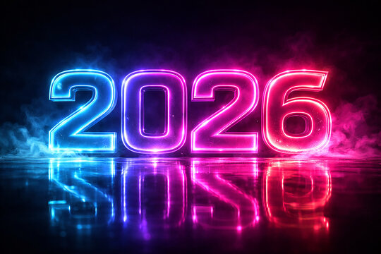 Futuristic glowing 2026 digital technology background - Powered by Adobe