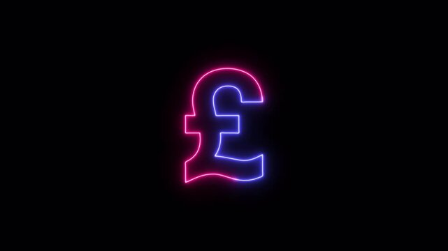 Glowing neon pound sign Icon animation, financial symbol, digital currency icon. Neon glowing animation. Business and finance conceptual neon light pound icon 4k stock video.	
