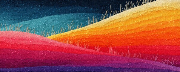 Vibrant rainbow gradient abstract background with colorful hills and dewy texture