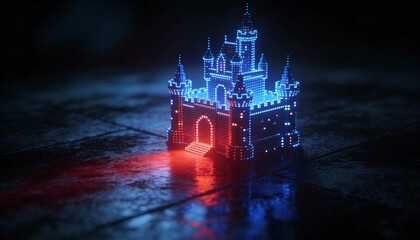 glowing digital firewall wall blocking cyber attack, cybersecurity protection concept 