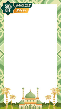 Ramadan Sale Mosque Frame Template Frame Social Media Post Story Product Ecommerce Transparent Background