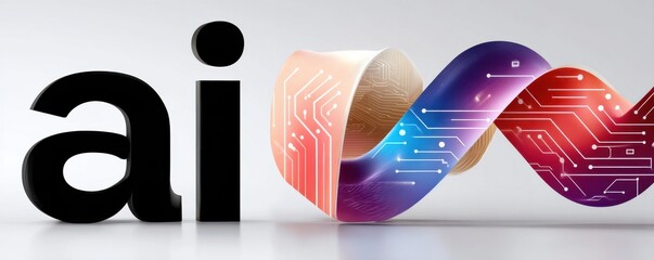 Bold ai logo design with circuit-inspired letters and vibrant futuristic styling.