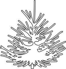 Coloring page with young spruce tree isolated on white background