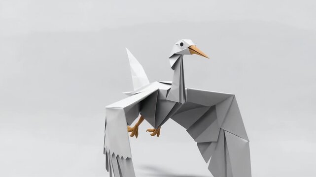 Origami Pelican Flying in the Sky Scene.