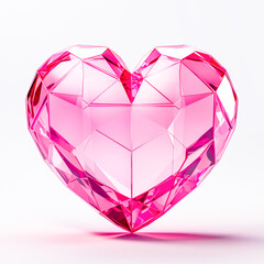 Pink crystal heart with faceted glass