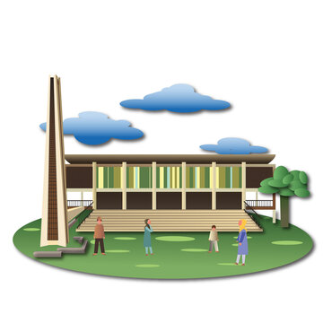 illustration of a mosque Salman ITB in Bandung, Indonesia