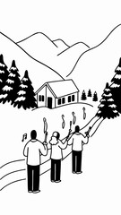 Snowy Mountain Village New Year Torchlight Celebration