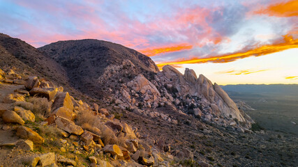 Mountain range sunset from Ryan Mountain Trail