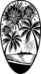 Tropical Island New Year's Fireworks Celebration