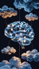 Human Brain Connected to Thought Clouds: Neural Network Concept