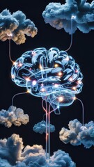 Futuristic Artificial Intelligence Brain Connecting to Cloud Network