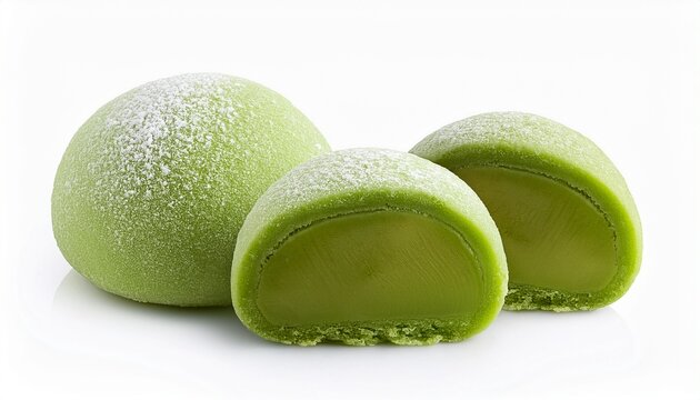 matcha mochi dessert isolated on white background