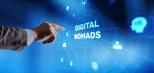 Modern digital nomad lifestyle with remote work technology and travel freedom concept