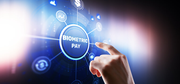 Modern biometric payment system using fingerprint or facial recognition technology for secure transactions - Powered by Adobe