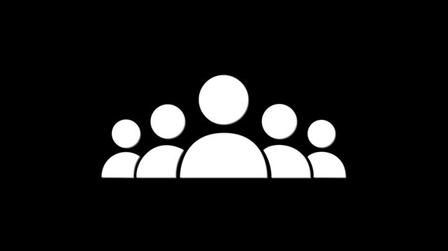 Group of five people icon isolated animation. Community icon, business and teamwork icon animation for corporate collaboration concept