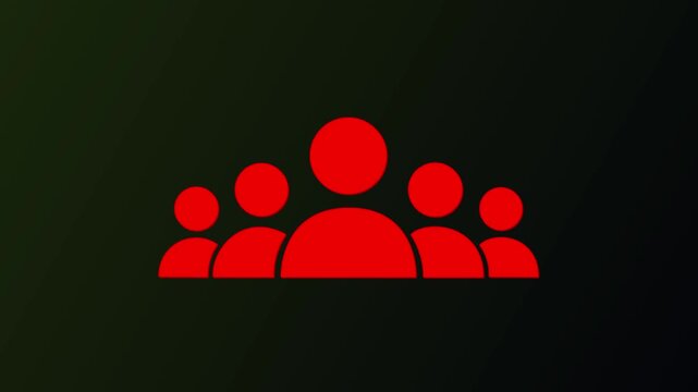Group of five people icon isolated animation. Community icon, business and teamwork icon animation for corporate collaboration concept