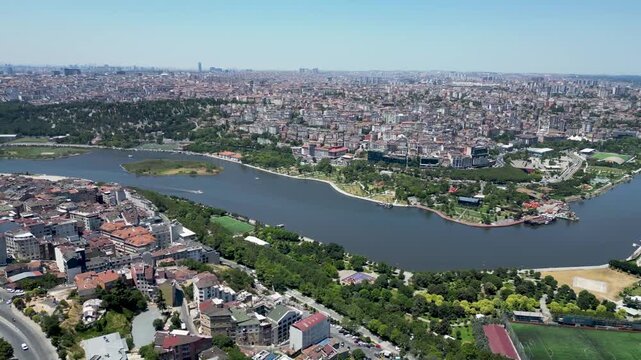 aerial view of the city halic istanbul