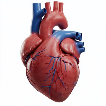 Detailed 3D Model of Human Heart with Visible Blood Vessels