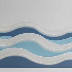 Abstract 3D Wave Wall Art in Blue and White Layers