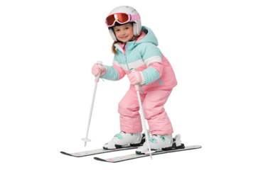 Child skiing in motion. Winter sports action. Kids outdoor designs. Seasonal visuals.