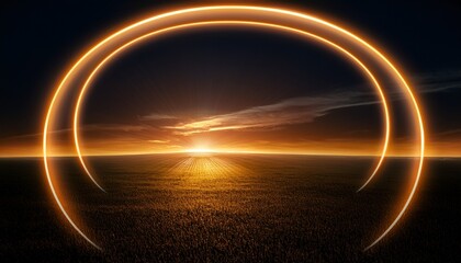 Vibrant Amber Arcs Illuminating A Dark Horizon Create A Dynamic Atmosphere