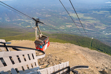 Jasper, Canada - July 18, 2024: Cable car at Jasper Sky Tram