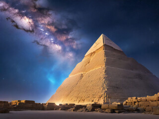 Starry sky and Egyptian pyramids