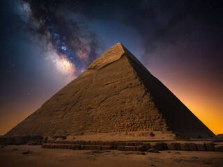 Starry sky and Egyptian pyramids