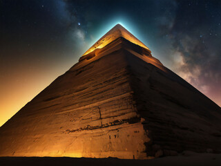 Starry sky and Egyptian pyramids