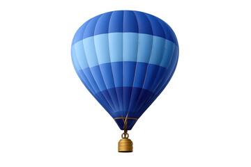 Fototapeta premium Hot air balloon flying, traveling global, blue colorful adventure, explore air transport, isolated on transparent background