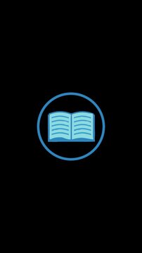 Book Page Turn Animated Icon with Transparency (alpha) (Vertical 4K)