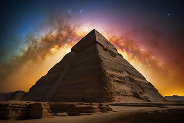Starry sky and Egyptian pyramids
