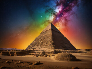 Starry sky and Egyptian pyramids