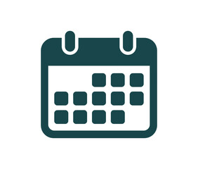 A minimalist vector graphic of a calendar icon on a white background