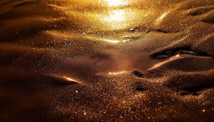 Close Up Of Textured Surface With Golden Highlights And Dark Shadows Abstract Grainy And Atmospheric