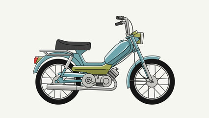 Obraz premium Vintage Style Illustration of a Classic Blue Motorcycle.