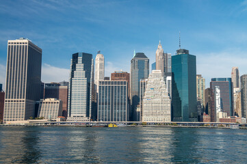 Naklejka premium Lower Manhattan Skyline, Iconic View of New York City's Urban Majesty